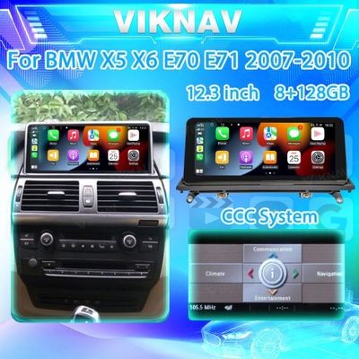 Viknav Car Radio 12.3 inch For BMW X5 X6 E70 E71 2007-2010 CCC System Support Wireless Apple CarPlay Android Auto Multim