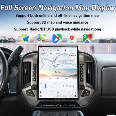 Viknav 15.6 inch Large Screen Car Radio For Chevrolet Silverado / GMC SIERRA 2014-2018 Android Head Unit Wireless Carpaly GPS Navigation Multimedia Player Autoradio(silvery 128GB)