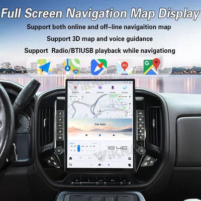 Viknav 15.6 Inch Car Radio For Chevrolet Silverado / GMC SIERRA 2014-2018 HD Touch Screen Android Head Unit Wirless Carplay GPS Navigation Player Autoradio (black 128GB)