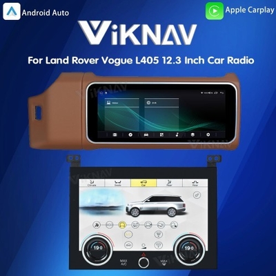 Viknav 12.3 Inch Touch Screen Car Radio And AC For Land Rover Range Rover Vogue L405 2013-2017 Multimedia Player GPS Navigation Head Unit (Brown All)