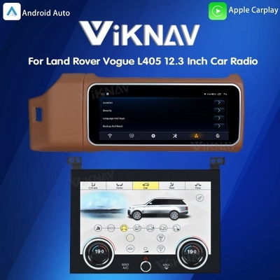 Viknav 12.3 Inch Touch Screen Car Radio And AC For Land Rover Range Rover Vogue L405 2013-2017 Multimedia Player GPS Navigation Head Unit (Brown All)
