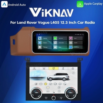 Viknav 12.3 Inch Touch Screen Car Radio And AC For Land Rover Range Rover Vogue L405 2013-2017 Multimedia Player GPS Navigation Head Unit (Brown All)