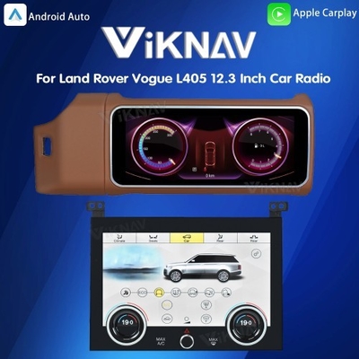 Viknav 12.3 Inch Touch Screen Car Radio And AC For Land Rover Range Rover Vogue L405 2013-2017 Multimedia Player GPS Navigation Head Unit (Brown All)