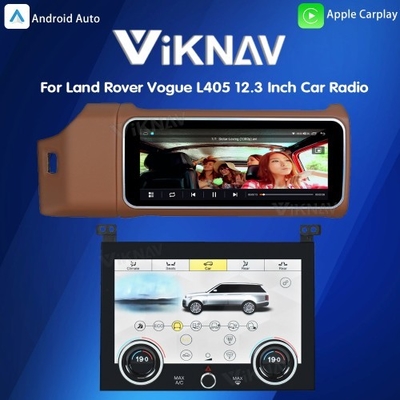 Viknav 12.3 Inch Touch Screen Car Radio And AC For Land Rover Range Rover Vogue L405 2013-2017 Multimedia Player GPS Navigation Head Unit (Brown All)
