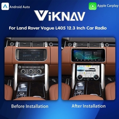 Viknav 12.3 Inch Touch Screen Car Radio And AC For Land Rover Range Rover Vogue L405 2013-2017 Multimedia Player GPS Navigation Head Unit (Brown All)